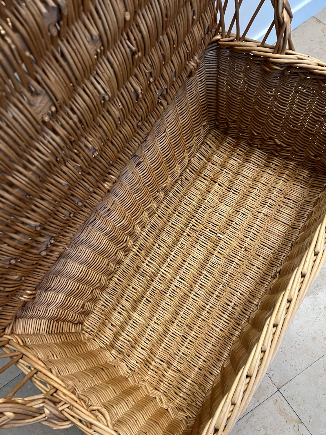 Vintage rattan wicker chest bench