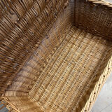 Vintage rattan wicker chest bench