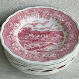 Set of 8 hollow plates landscapes iron earth