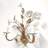 Wall lamp flowers metal white and golden Masca Italy