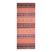 Tapis coureur kilim vintage turc fait main en laine et coton orange des années 1970 133x336
