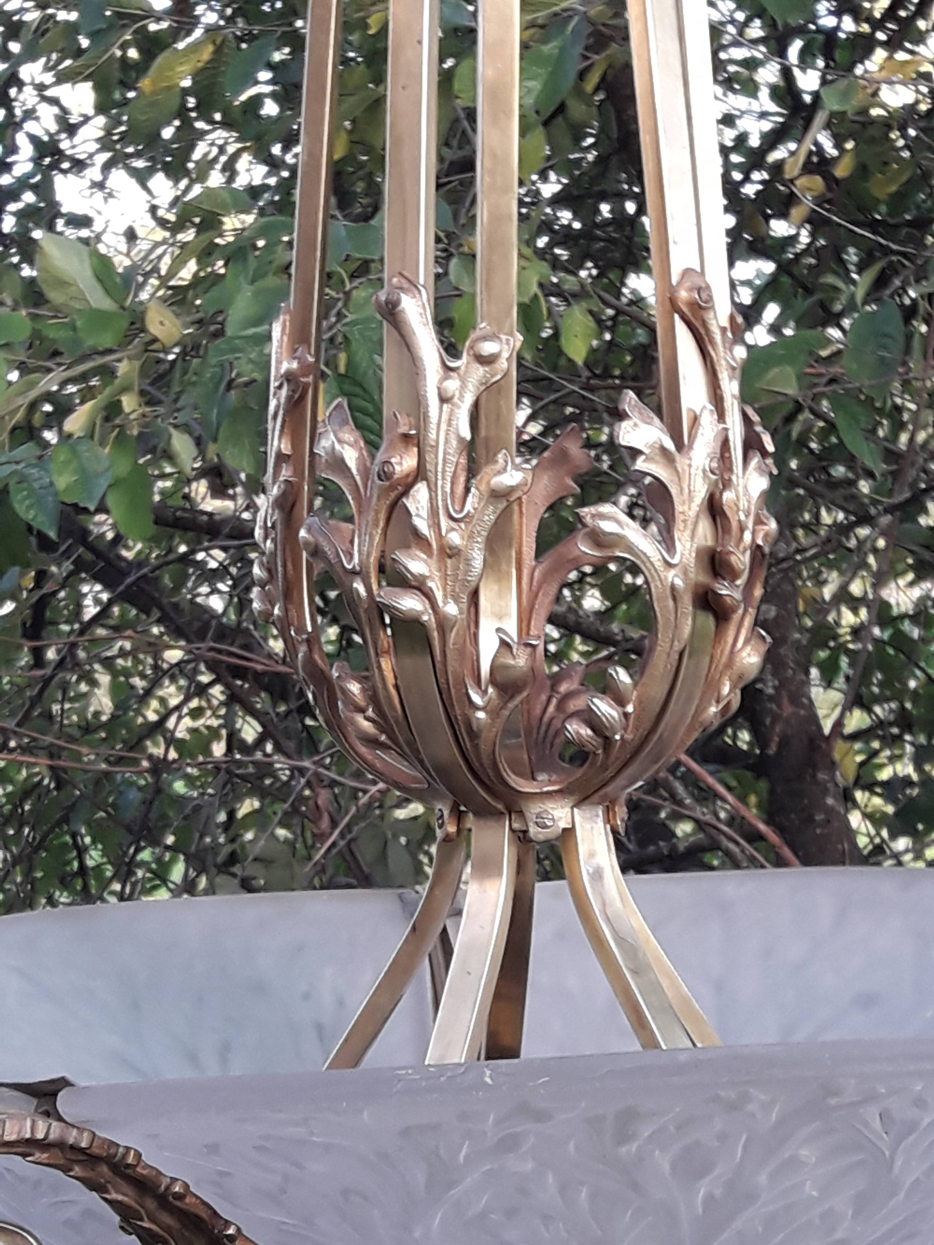 Muller brothers Luneville brass chandelier 1920/1930