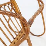 French Vintage fifties rattan magazine rack
