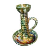 Large ceramic candle holder - glazed earth - Vallauris