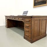 Very large old oak trading counter, XXL format