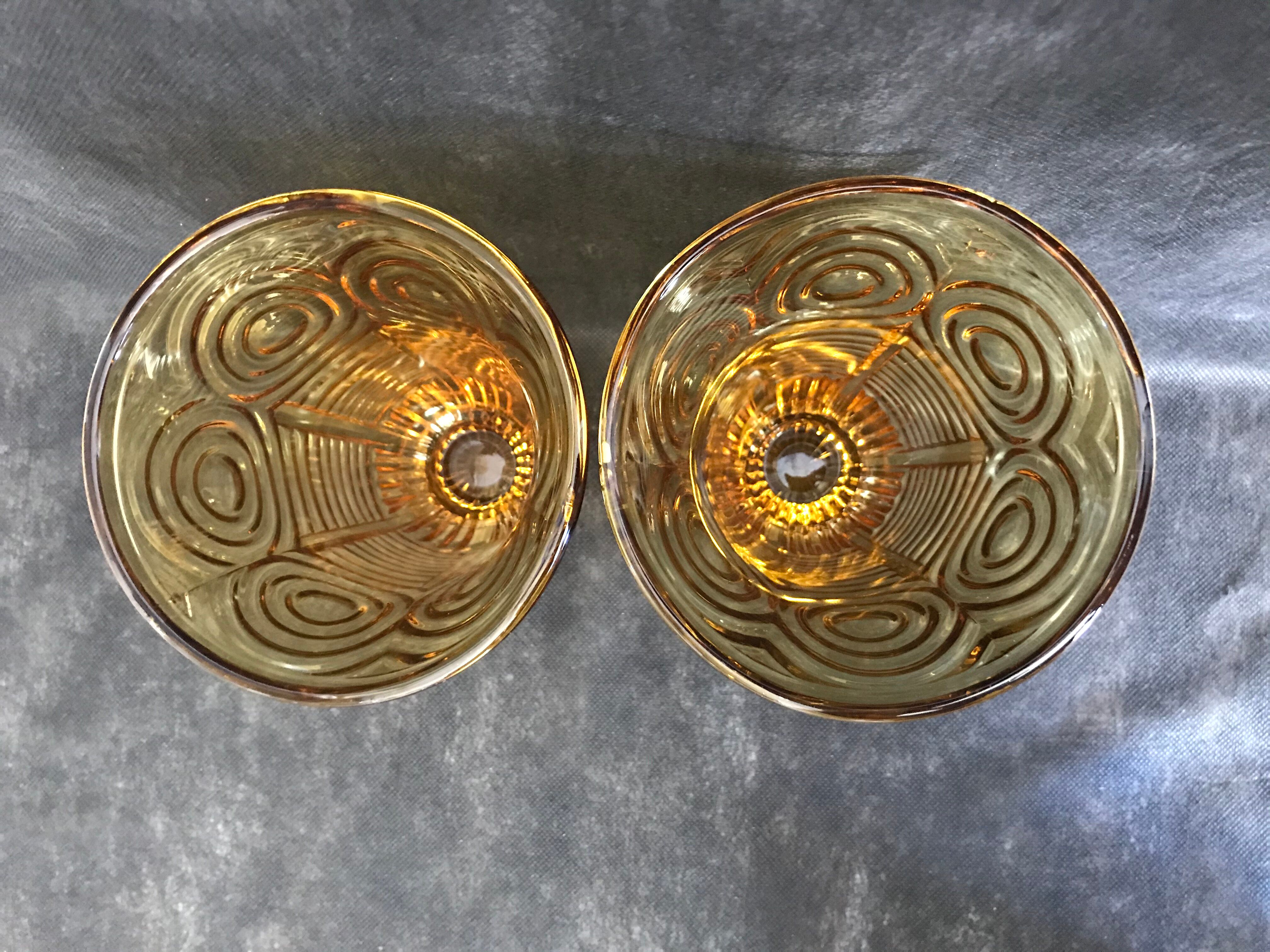 2 moulded pressed glass vases