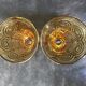 2 moulded pressed glass vases