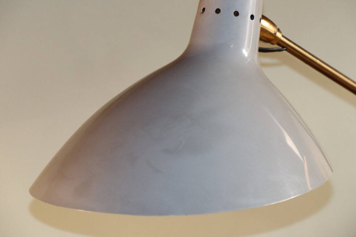 Vintage desk lamp in brass and gray lacquered metal, 1950s