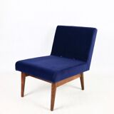 Dark blue velvet lounge chair, 1970s