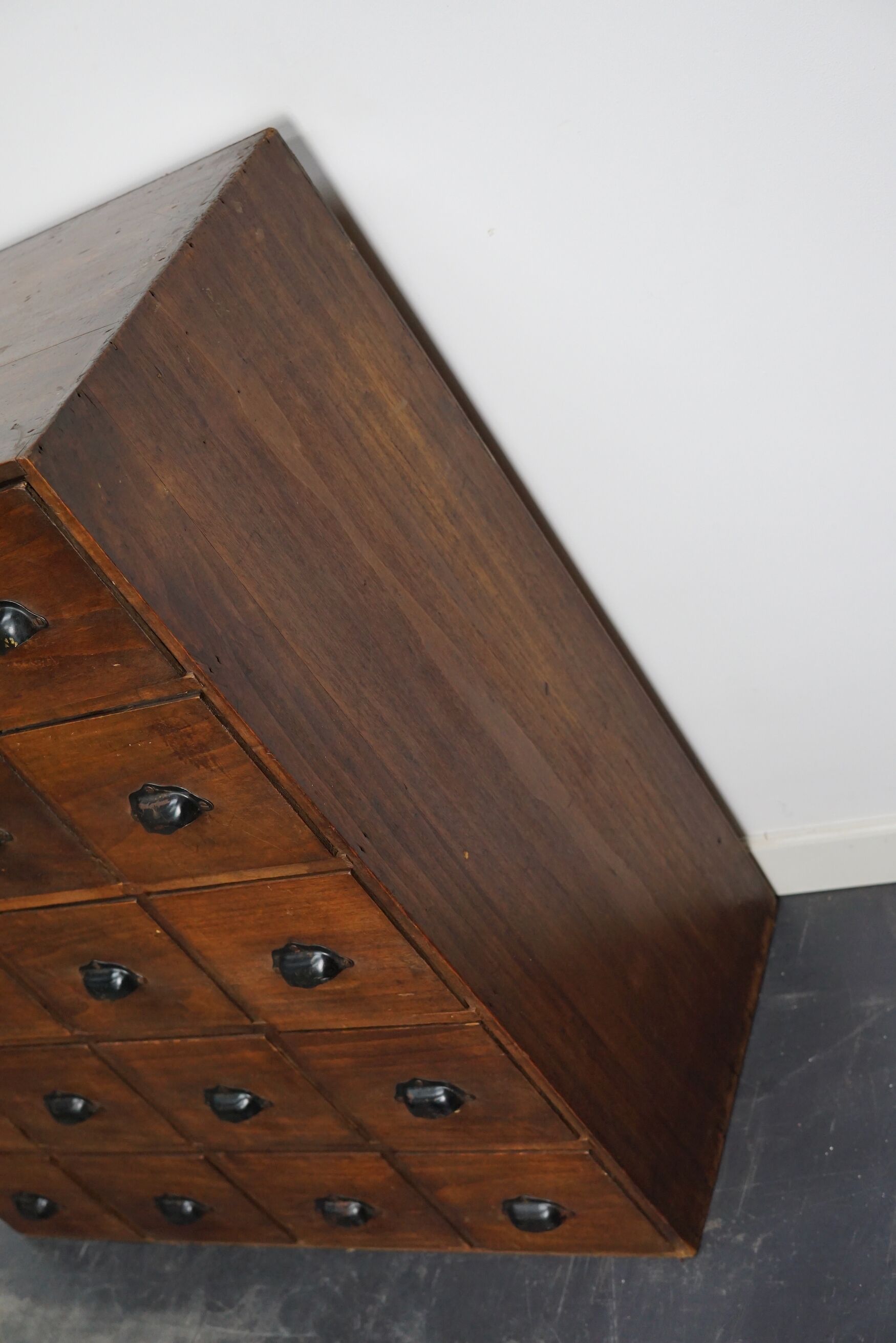 French fruitwood apothecary cabinet, ca 1950s
