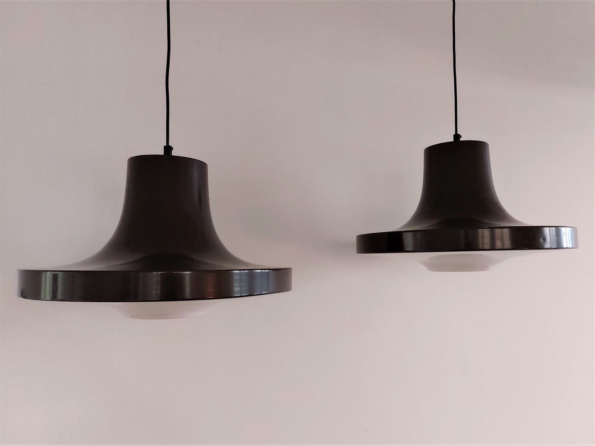 Brown metal pendant lamp with perspex diffuser for ab fagerhult, sweden