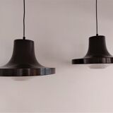 Brown metal pendant lamp with perspex diffuser for ab fagerhult, sweden