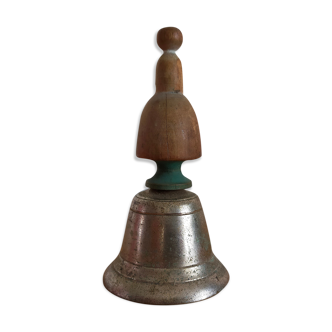 Vintage metal bell and wooden handle