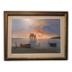 Oil painting on faesite 70s mouth of the Arno Pisa