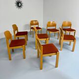 Lot of 8 old Scandinavian design wooden chairs from the 80s vintage