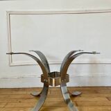 Round smoked glass coffee table from the 70s