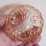 Pink tinted molded crystal powder box