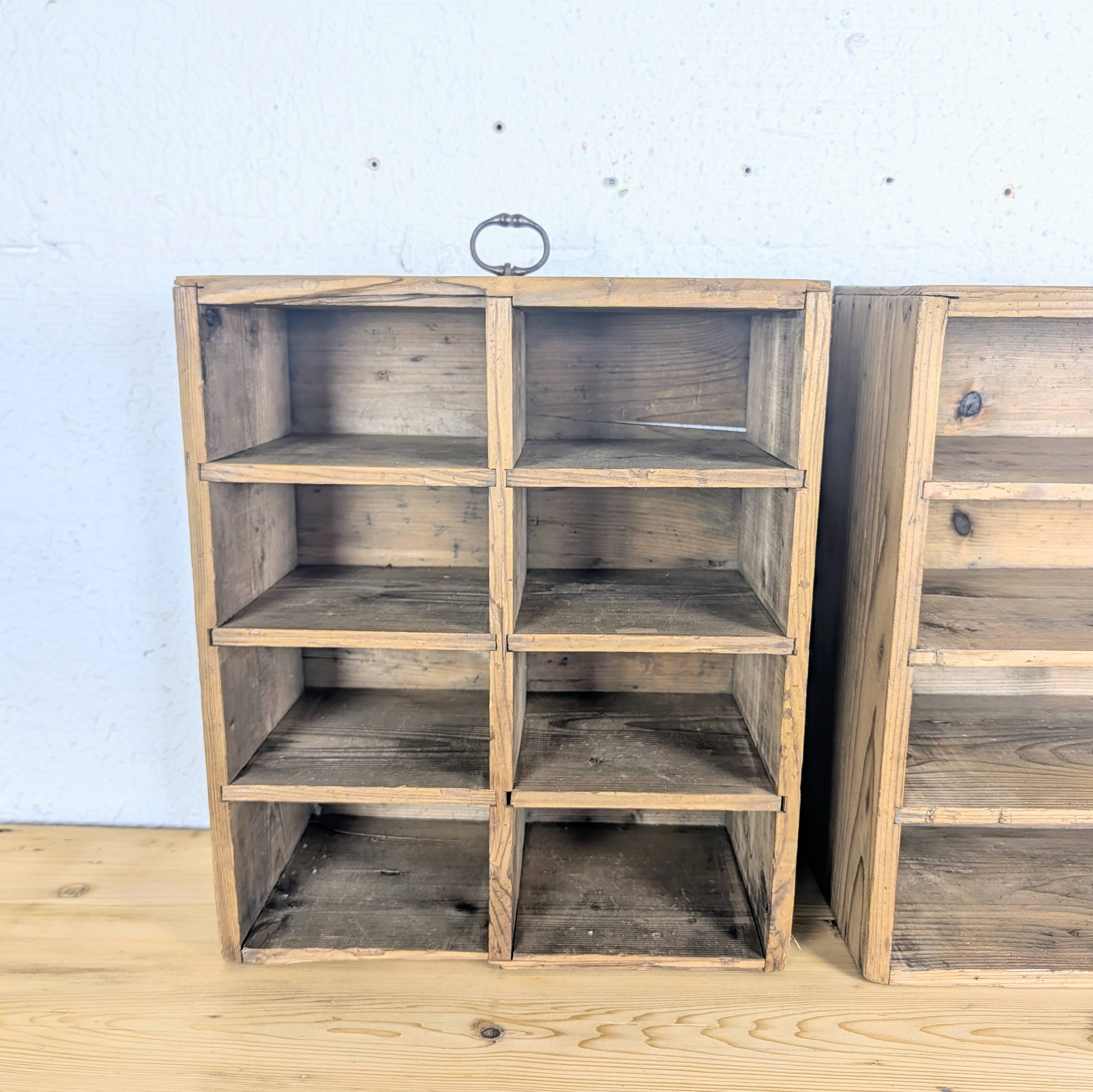 Vintage wooden lockers with compartments