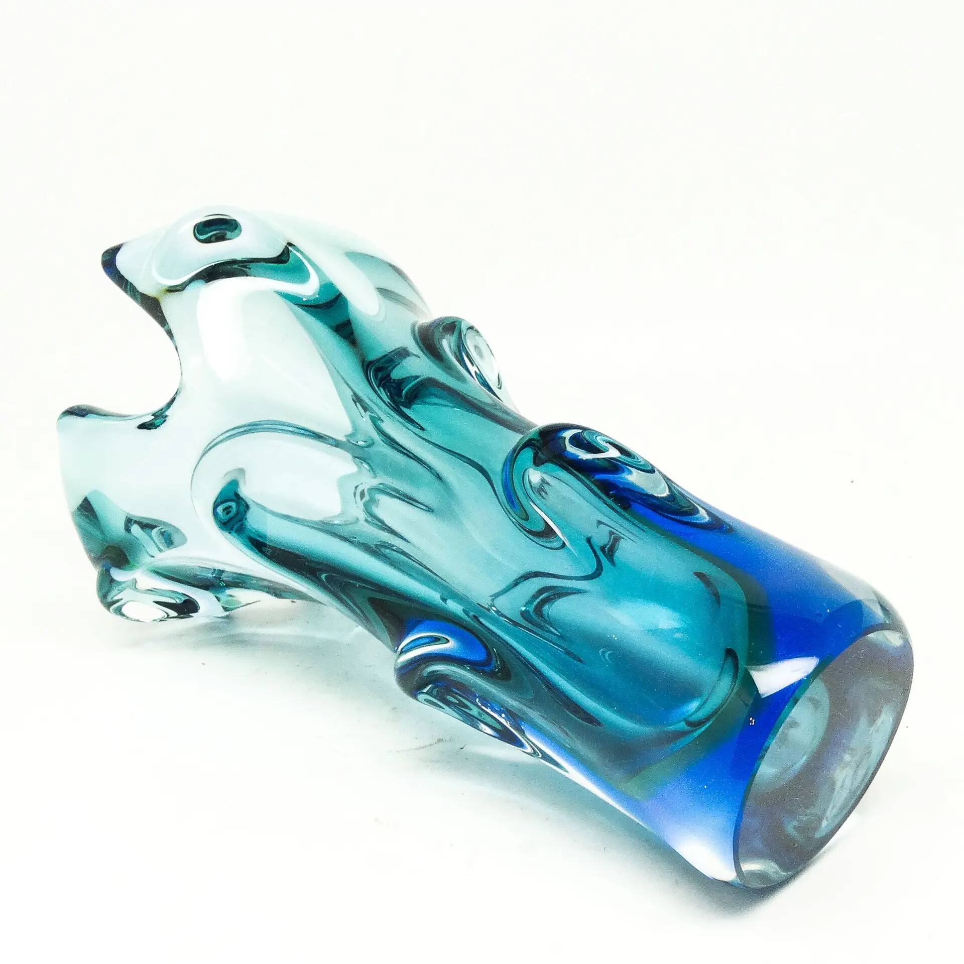 Vase moderne du milieu du siècle, en verre multicolore, conçu par J. Hospodka, Tchécoslovaquie, années 1960.