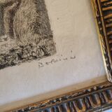 late 19th century etching, rural landscape