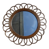 Vintage rattan mirror flower year 60