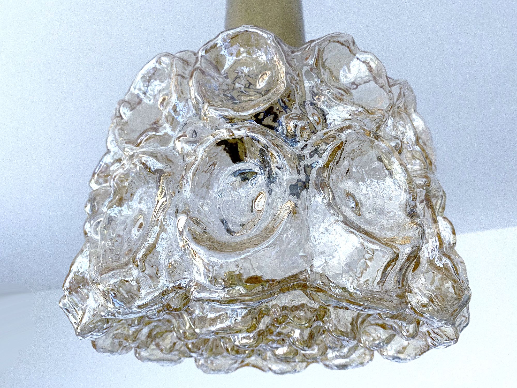 Vintage Pendant Lamp Limburg, Brass & Glass, 70s