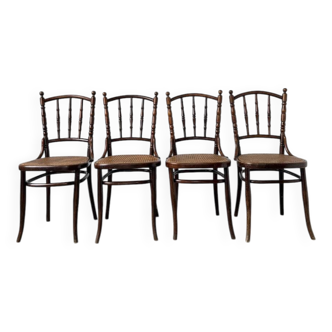 Set de 4 chaises bistrot cannage Fischel