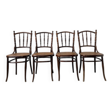 Set of 4 Fischel caned bistro chairs