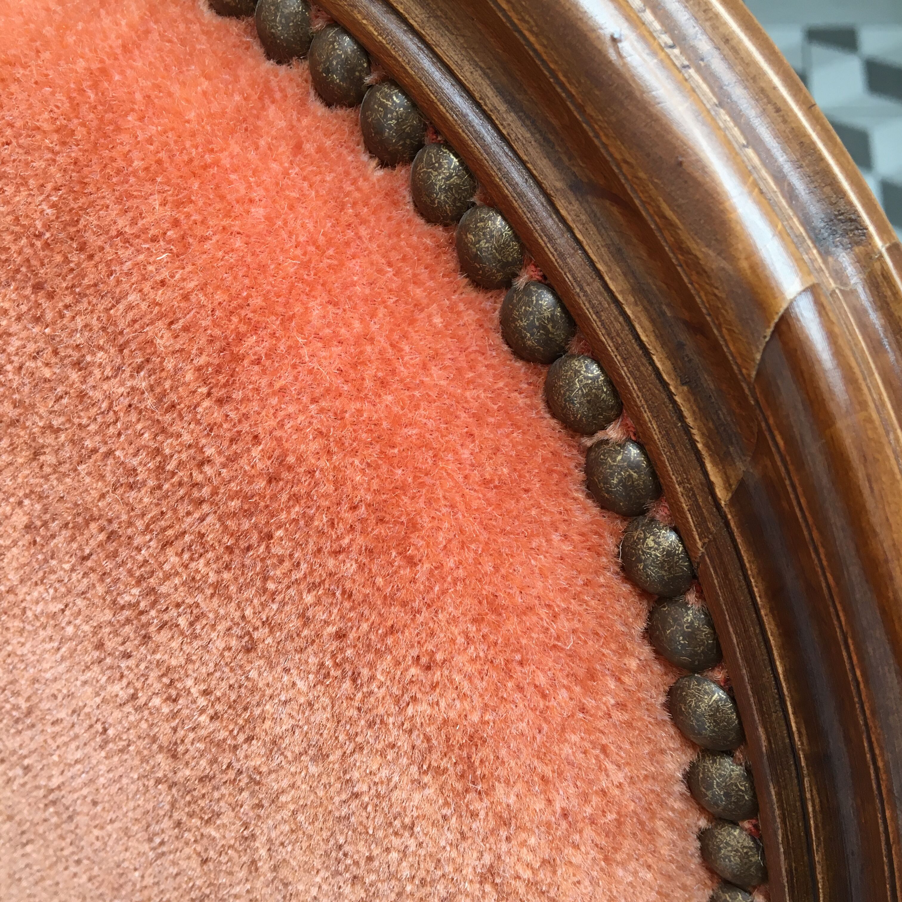 Louis XVI apricot velvet medallion armchair