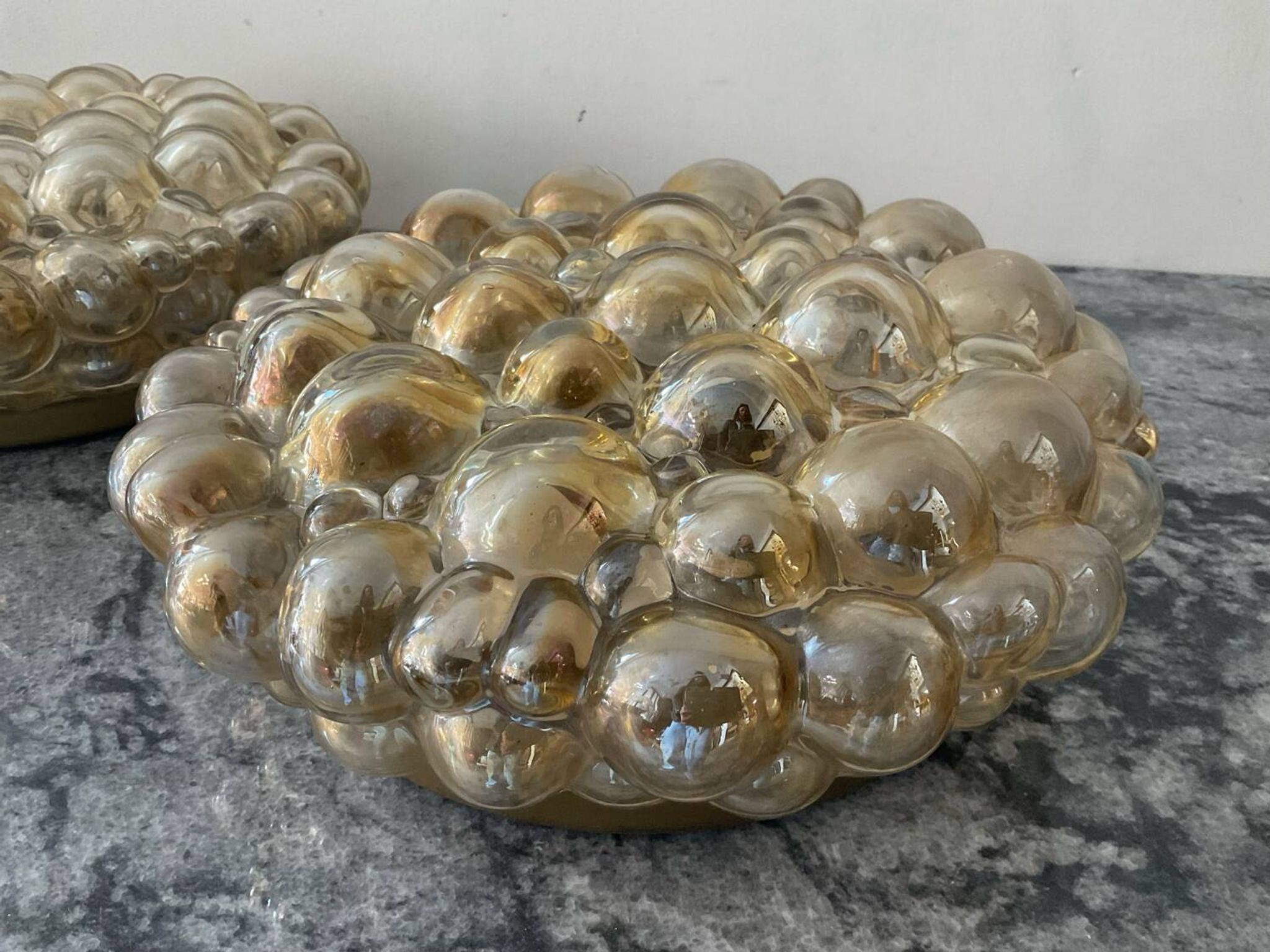Pair of Bubble-Helana Tynell wall lights or ceiling lights from the 1970s.