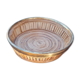 Corbeille vintage en rotin et laiton, années 70
