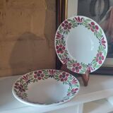Lot de 2 assiettes creuses décor floral Vintage