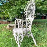 1960s peacock rattan armchair