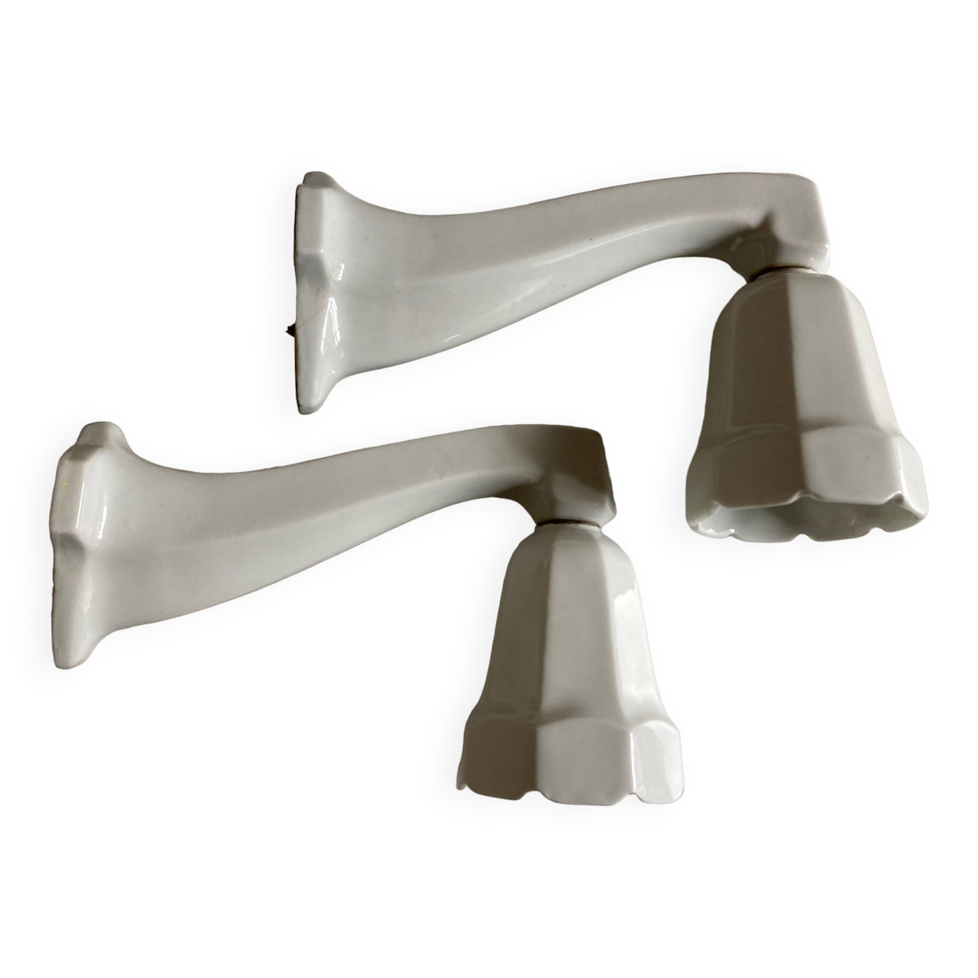 Pair of porcelain wall lights 1950 bathroom