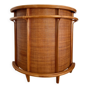 Meuble bar vintage en - cannage rotin