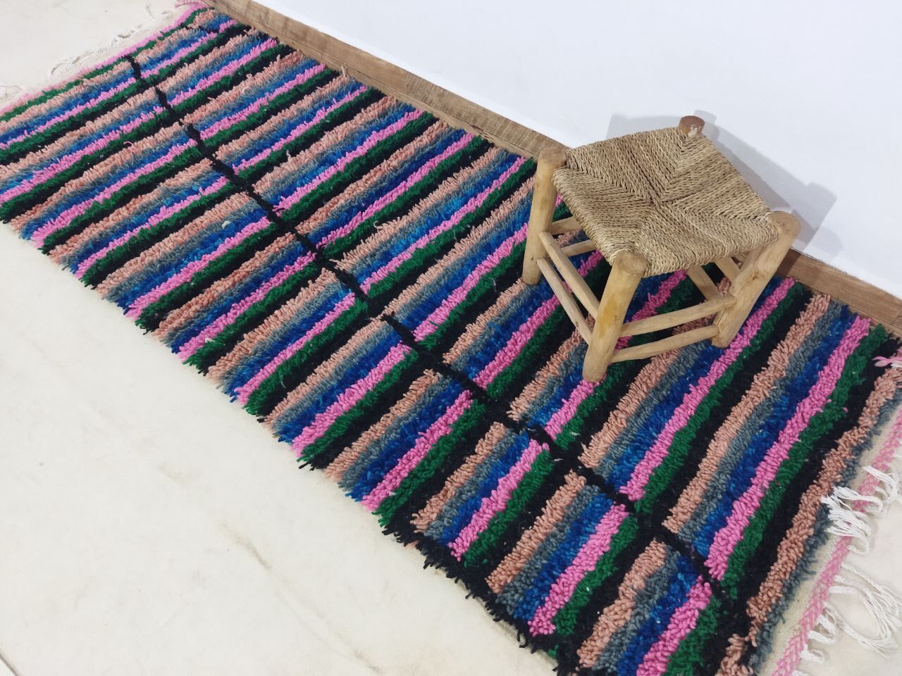Berber carpet colorful corridor 215 X 88 CM