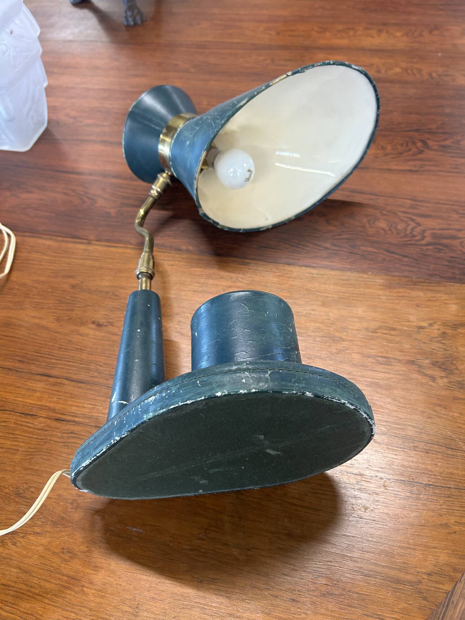 Leather table lamp Jacques Adnet