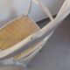 Armchair in painted wood, grey, with straw seat