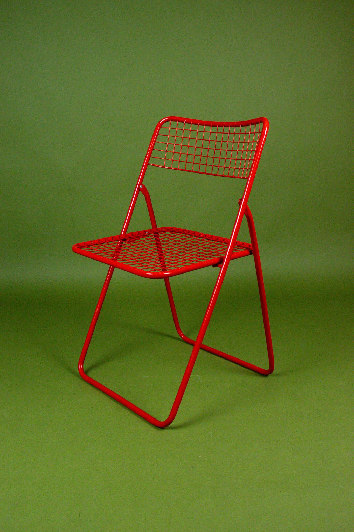Red metal chair Ted Net Ikea vintage by Niels Gammelgaard