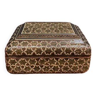 20th century Persian wooden and papier-mâché jewelry box