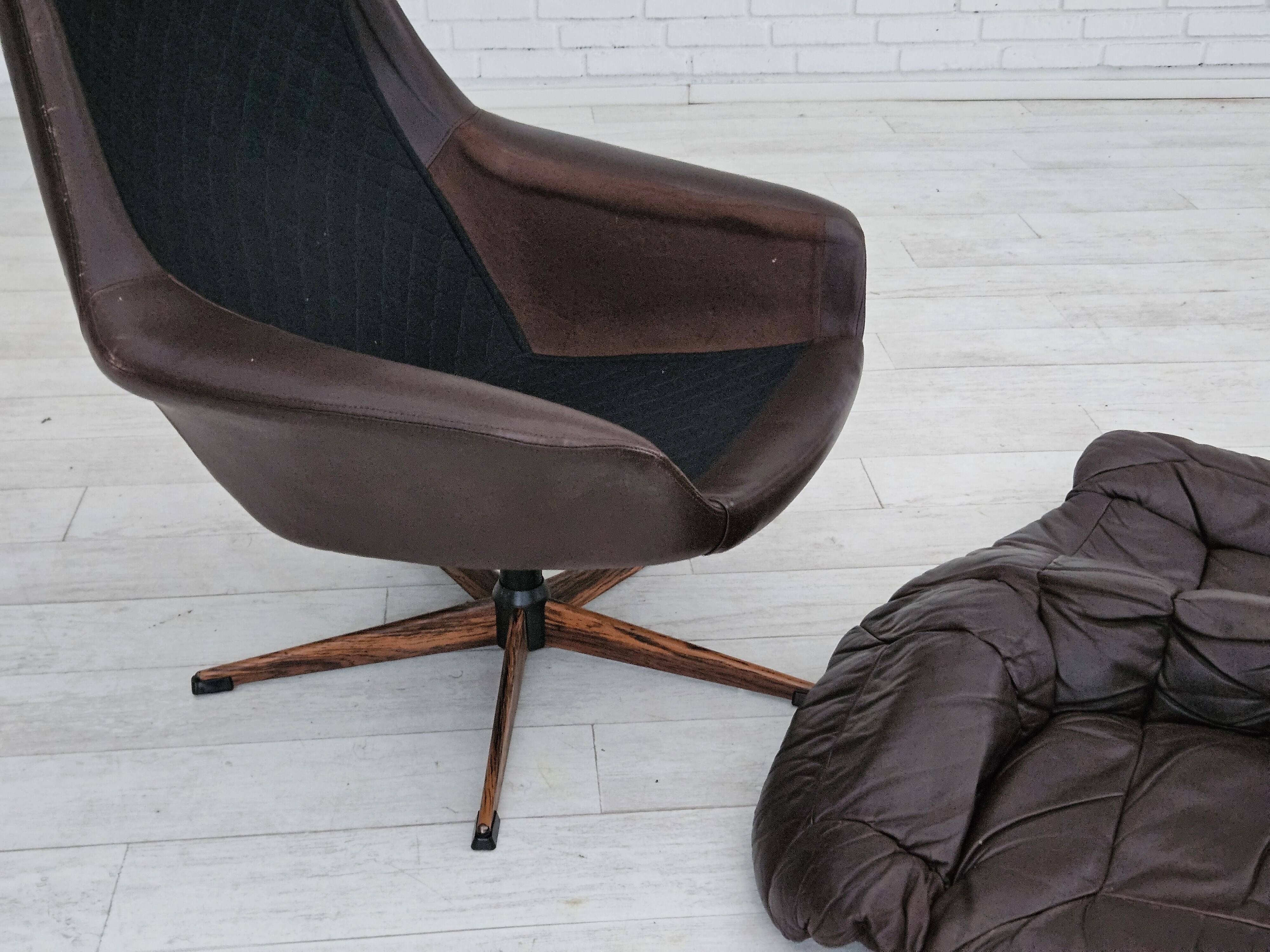 1970s, Vintage Danish leather armchair by H.W.Klein, original good condition.