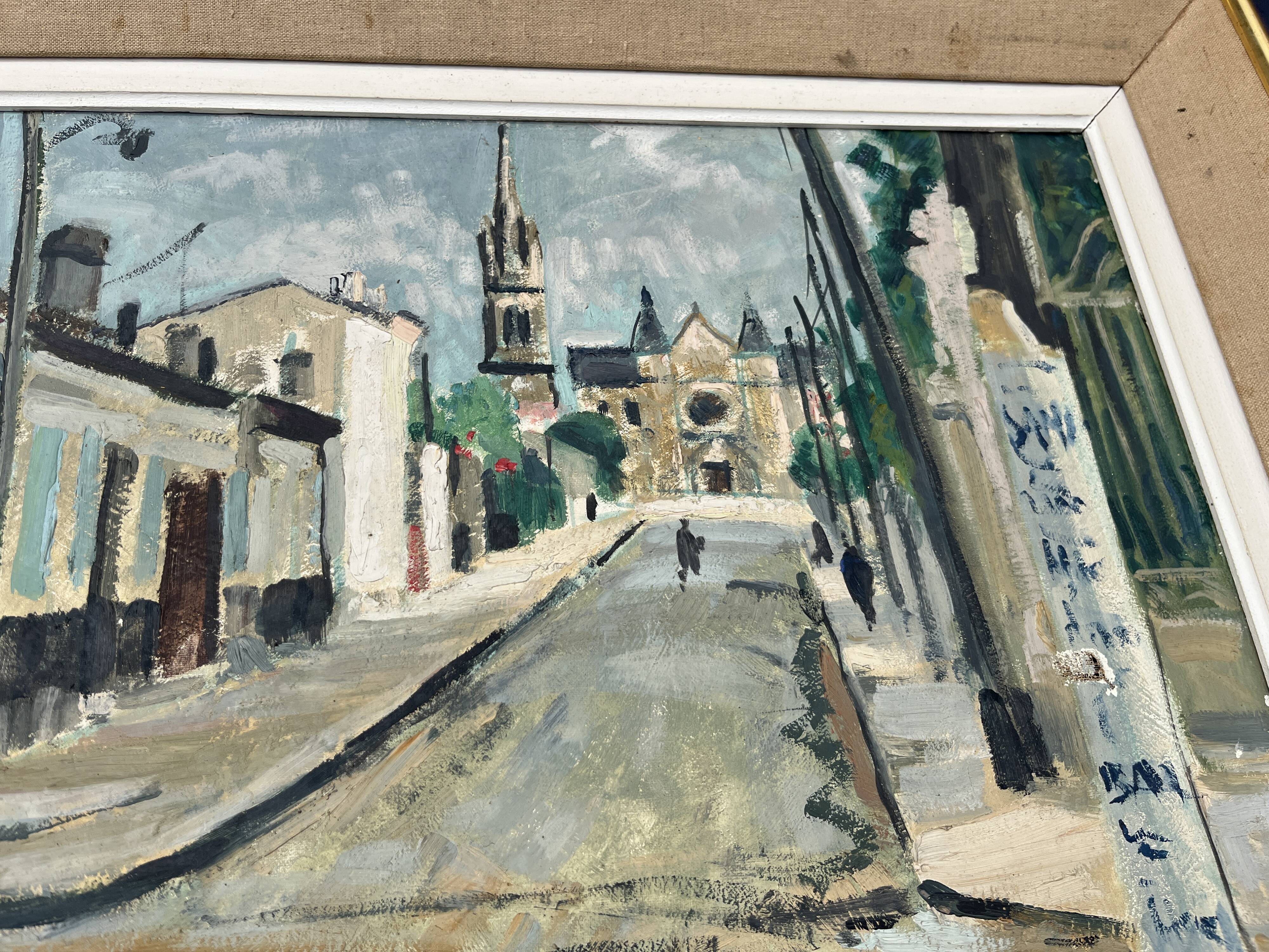 Old painting Street with church – Jack Senne 1933