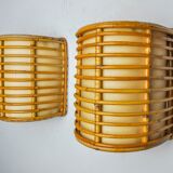 Pair of rattan sconces France 1960