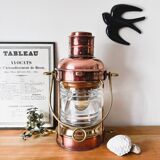 Large electrified copper and brass lamp