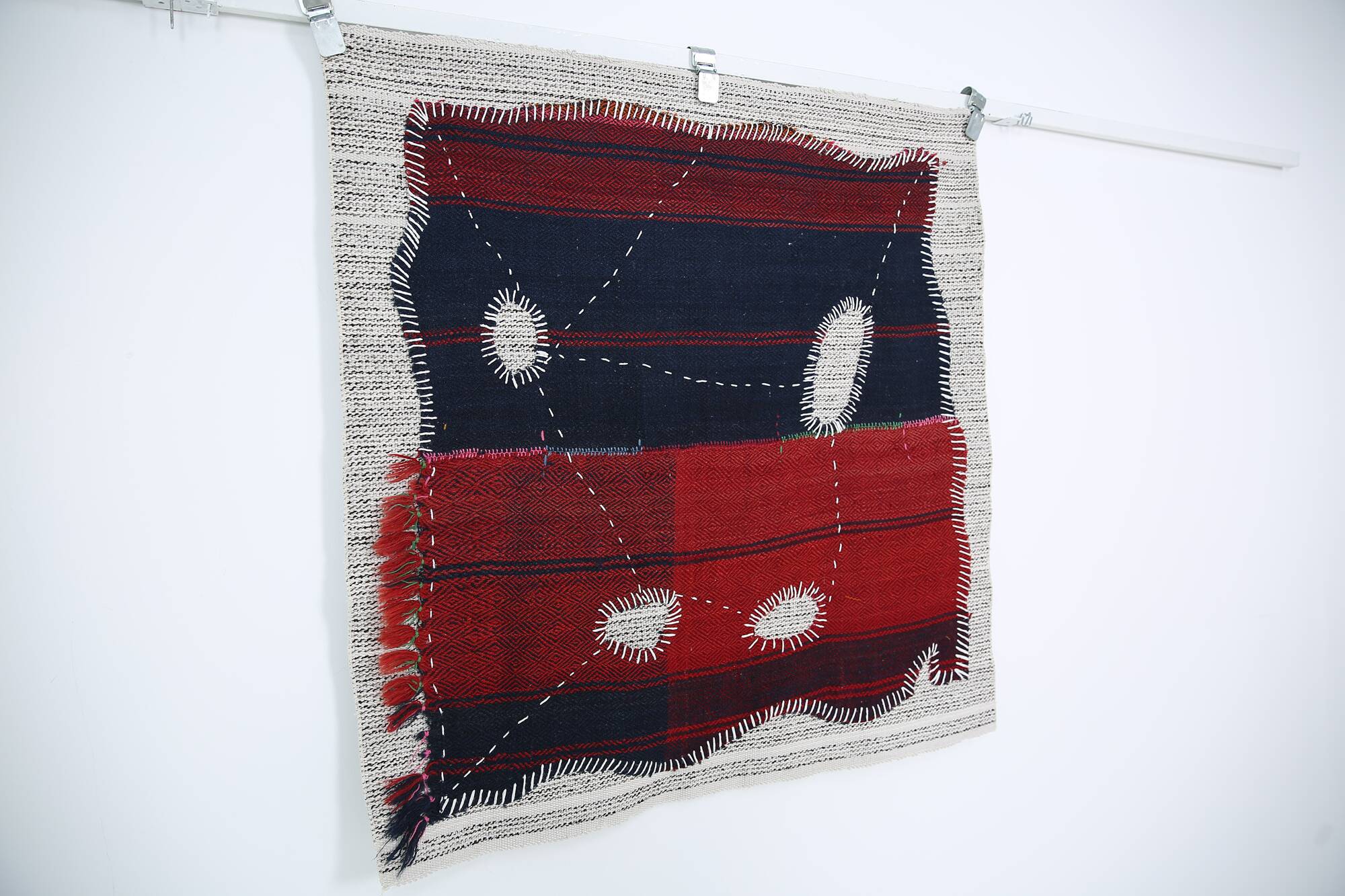 Hand Woven Tribal Wall Hangin, Boho Textile Art, 103x106 Cm