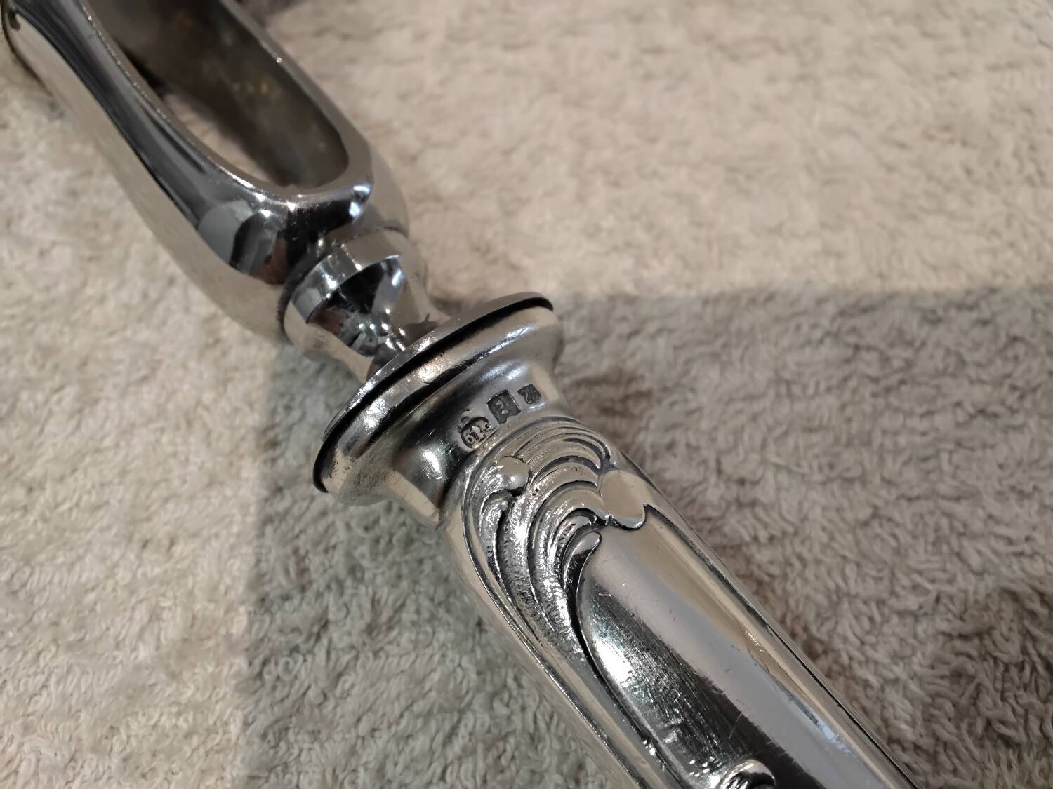 Leg of lamb handle, silver-plated metal handle, Christofle Marly silversmith, 21.6cm