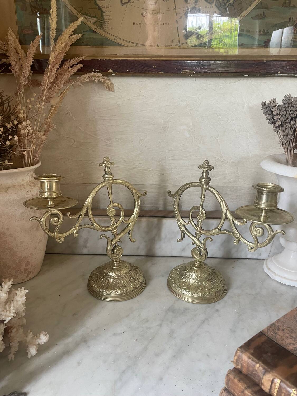 Pair of 19th century bronze candlesticks
