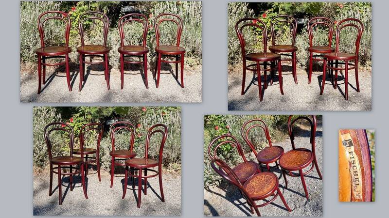 4 chairs bistrot n°14 Fischel seated with 20s décor