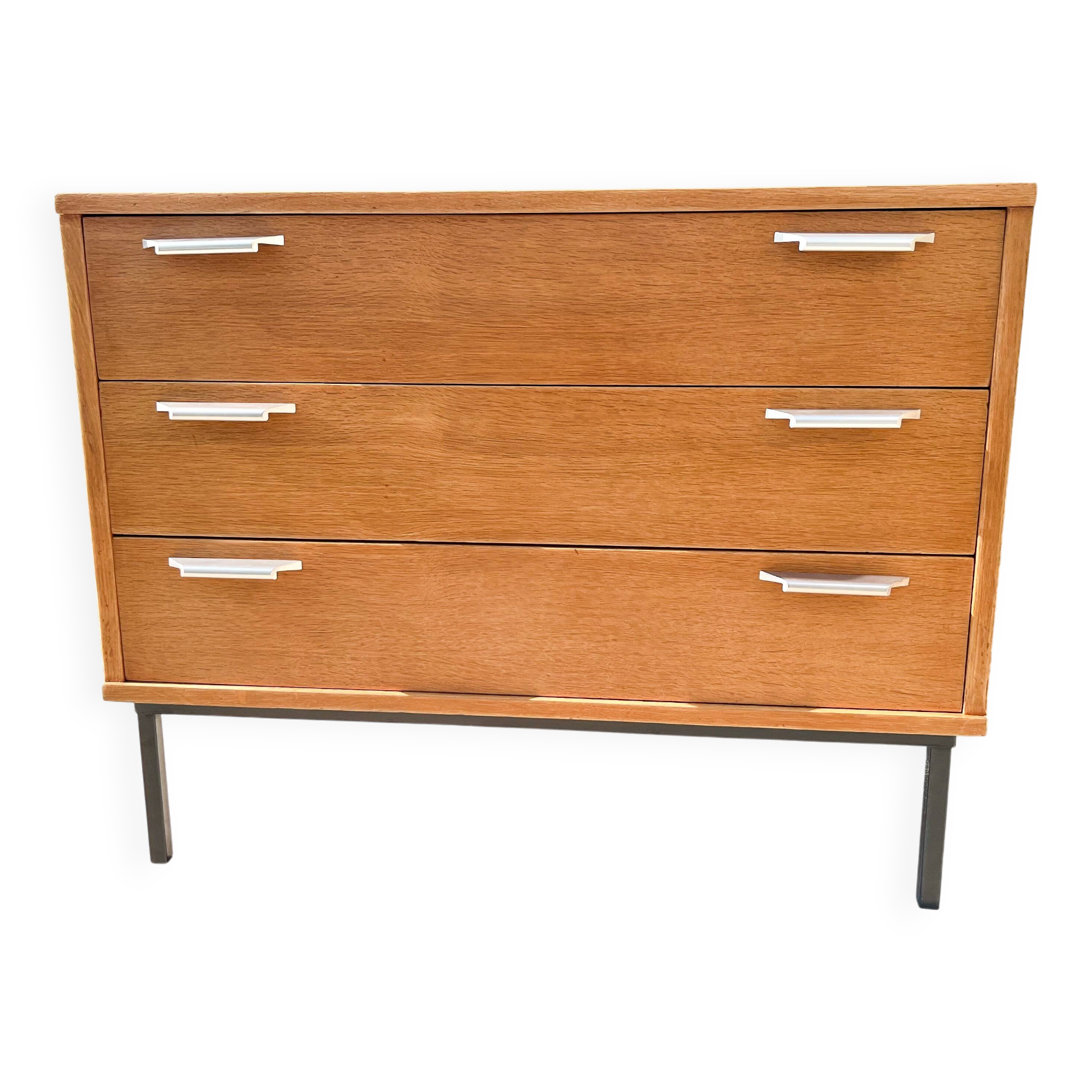 Chest of drawers with 3 drawers, metal base in the style of André Monpoix, 1960