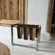 Vintage chrome steel and leather magazine rack – 1970s